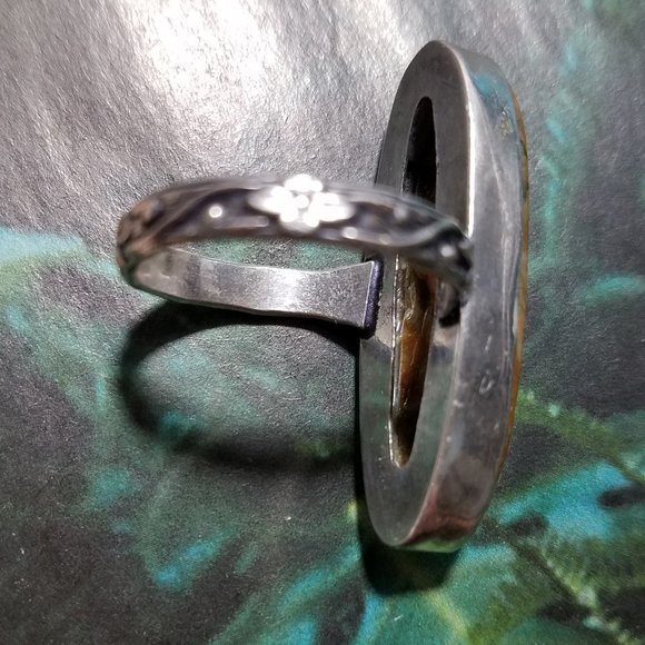 March BirthStone NATURAL MOLTED Jasper  Handmade Ring Marked SIZE 9 IMPRESSIVE - Picture 7 of 13